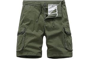 ZILOSCONCY Pantaloni Corti Uomo Casual in Cotone di Lino Classic Bermuda Uomo Estivi in Lino Stretch Bermuda Cargo Uomo Shorts Leggeri Vita Alta Palestra Pantaloni da Lavoro Uomo Estivi Morbidi Vintage