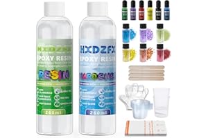 HXDZFX Resina Epossidica Trasparente 520ml /595g - 1:1 Starter Kit per Principianti, Resina da Colata Bicomponente per Arte, Oreficeria e Decorazioni Resina, Toolkit Professionale Aggiuntivo