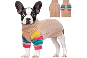 MHaustlie Dog Sweater, Warm Dog Jumper for Medium Dogs Stretchy Dog Winter Coat Pet Pullover for Cold Weather Doggy Sweatshirt Two-legged Dog Sweater Classic Cable Knit Jumper(LightPink, L)