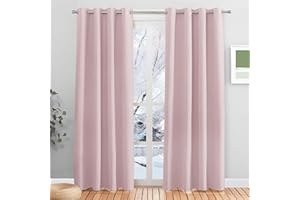 PONY DANCE Pink Girls Bedroom Curtains with Eyelet - Thermal Insulated & Energy Saving Curtains & Drapes for Nursery Kids, Window Treatment for Privacy, 2 Panels, 46 x 84 Inch