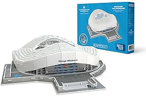 Megableu - PUZZLE 3D OLYMPIQUE DE MARSEILLE - Stade de Foot Orange Velodrome - 70 Pièces Numérotées - avec LED - Maquette Stade OM pour Enfants dès 7 ans - Assemblage Sans Colle - En Français