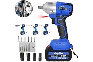 ROYALSWILL Avvitatore ad Impulsi 21V senza fili, 420 Nm a Massa Battente con 6,0Ah Batteria, 4x Chiavi A Bussola per 14/17/19/22mm, Caricatore Rapido, Luce LED