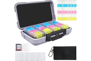 Micscrew 36 Slots Memory Card Case & 36 Transparent Card Cases & 60 Visible Sticky Notes, SD Card Case for Camera Memory Card, Memory Card Storage Protector with Personal Visual Sticky Notes