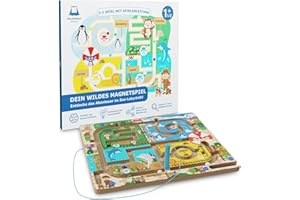 ‎HELDENGUT HELDENGUT® magnetisches Labyrinth für Kinder ab 2 Jahre [Abenteuer im Zoo] - Magnetspiel Ideal als Montessori Motorikspielzeug - Dank verschiedenster Lernspiele ab 2 Jahre extrem abwechslungsreich