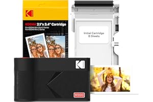KODAK Mini 2 ERA 4PASS Portable Photo Printer, Initial 8 Sheets + 60 Sheet Pack Bundle, Black