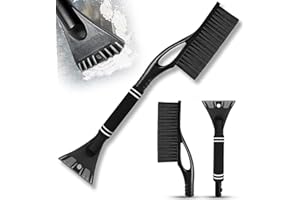 Tuofang Rascador Hielo Coche con Escoba, 2 En 1 Rascador de Hielo para Coche, Cepillo de Nieve Extraíble con Mango de Espuma Ergonómico, para Coche, SUV, Camión, Parabrisas (Negro)