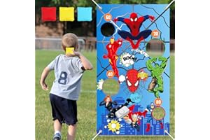 SIPHUS Giochi all'aperto per Bambini, Giochi di Lancio con Striscione Supereroe e 3 Sacchi di Fagioli, Giocattoli Bambini per Feste di Compleanno, Carnevale, Giochi per Interni, Esterni, Giardino
