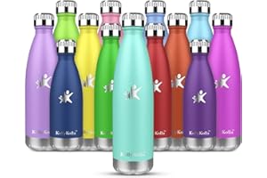 KollyKolla Botella Agua Niños, Botella Acero Inoxidable Niños, Botella Termica Deporte sin BPA, Cantimplora Infantil sin Fugas, Termo con Doble Aislamiento - 12H Caliente/24H Frío, Colegio, Oficina