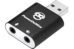 PowerDeWise USB Externer Soundkartenadapter mit 4-PIN Mikrofonbuchse für MacBook, Windows, Linux, Laptop, PC, PS4 - Plug&Play USB-A Audio Adapter Externe Soundkarte