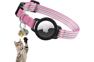 NOZLAID Airtag Cat Collar, Reflective Cat Collars with Apple Air Tag Holder, Lightweight Elastic Safety Cat Collar, Tracker Collar for Cats, Kittens and Puppies