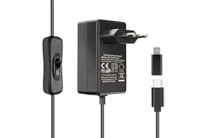 Miuzei pour Raspberry Pi 4 et 3 Alimentation【5v 4.1A 20.5W】 USB C Power Supply Adaptateur avec Interrupteur Marche/Arrêt Prise Européenne Chargeur pour Raspberry Pi 3/4 8go 4go