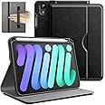 JETech Case for iPad mini (A17 Pro, 2024 Model, 7th Generation) / mini 6 (2021 Model, 6th Generation), PU Leather Business Folio Protective Tablet Cover with Pencil Holder & Pocket (Black)