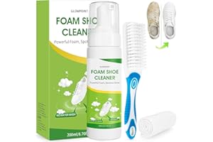GLOWPOINT Trainer Cleaner, 200ml Shoe Cleaning Kit with Brush & Towel, White Shoe Cleaner Foam Removes Dirt & Stain for White Shoes, Sneaker, PU Leather