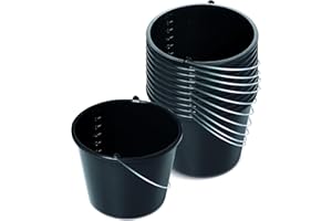 ‎KISTENBERG Kistenberg 10x Baueimer 20 Liter | Eimer mit Skala und ergonomischem Griff | aus robustem Kunststoff | schwarz | ideal für Bauarbeiten, Garten und Heimwerkerprojekte | 36,5 x 28 cm