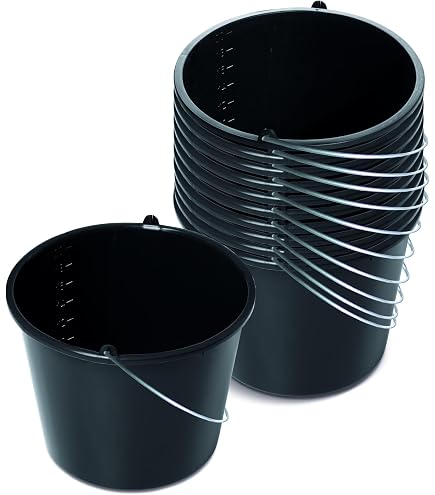20 Liter Bouwemmer Met Metalen Handgreep – PE, Zwart, Met Vulindicator, Voor Mortel, Beton, Water, Afval, Universeel
