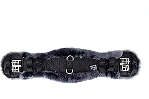 Merauno® Lammwolle Konturgurt Sattelgurt, Kurzgurt Dressurgurt, aus Qualitäts Merino Lammwolle, spezielle anatomisch konkave Form, für bessere Rutschfestigkeit. Farbe:Natur,Schwarz,Braun,Anthrazit
