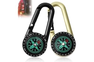 NOVSTUF 2 Pack Compass Hiking Keychains Small Compass Navigation with Fluorescent Design for Outdoor Military Scout Orienteering Camping Sport Carabiner Keyring Travel Hiking Equipment Accessories