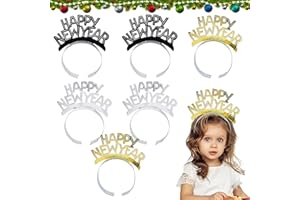 Giugio Happy New Year Haarreifen, Silvester Party Haarschmuck Zubehör Zubehör, Silvester Haarreif Krone Kopfbedeckung, Haarreifen Weihnachten Stirnband für Erwachsene und Kinder