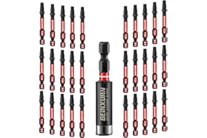 GEINXURN 30 Stück T20 Schlagfester Schrauberbitsatz 50mm Länge #20 Torx 1/4 zoll Sechskantschaft Antriebsbits mit 1 Stück 60mm Magnetische Bit-Halter, S2 Legierter Stahl T20 Schraubendreher Bits Set