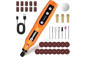 HARDELL 3.7V Mini Amoladora, 5 Velocidades Herramienta Rotativa Multifunción inalámbrica con luz LED y 36 Accesorios para Grabar, Lijado, Moler, Pulido, Taladro