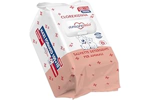 AMORE MIO | 330 Salviette con Clorexidina Maxi Formato Igienizzanti e Purificanti, per Il Manto di Cani, Gatti e Animali Domestici, Disinfettanti, 30x20 cm - 3 Confezioni da 110 Salviettine