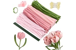 Joyblossom Set de Limpiapipas Flores, 300 piezas Limpiapipas Manualidades, Limpia Pipas Multicolor, con Alambre Floral, para Regalos Artesanales y Decoración del Hogar, Rosa