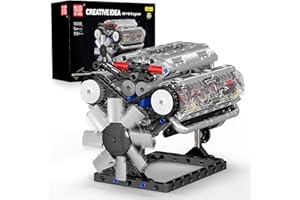 Mould King 10088 MOC Technology (V8) Kit di Blocco Cilindro in Linea del Motore a Benzina a Otto Cilindri, Kit di Bloccaggio della Tecnologia Compreso Motore e Scatola Batteria V8 Engine (535 PCS+)