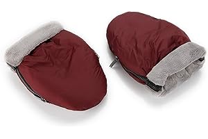 JICACLICK Manoplas Carro Bebe de Invierno Guantes para carrito Impermeables con Forro Polar Interior y Material Resistente Accesorio Universal para Cochecito de paseo Silla de Ruedas y Andadores (Granate/Gris)