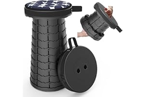 ALEVMOOM Tabouret Pliant télescopique avec Coussin, Simple et Portable, Tabouret de Camping, pour Barbecue, pêche, randonnée, Jardin, capacité de Charge maximale de 200 kg (Noir)