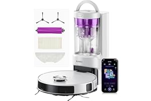 Eureka E20 Plus robot aspirador autovaciado, 8000 Pa, Vaciado Automático de Polvo,180 Min de Duración de Batería,DuoDetect AI 3D Evitación de Obstáculos,para Alfombras y Pelo de Mascota, blanco