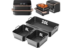 BAFIWU Molde Silicona Freidora de Aire para Cosori 10 Litros, 3 Piezas Moldes Air Fryer Silicona para Cosori 10 Litros, Bandeja Silicona Air Fryer Recipiente Air Fryer Accesorios para Freidoras Cosori 10L