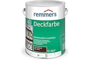 Remmers Deckfarbe nussbraun, 5 Liter, Deckfarbe für innen und außen, Wetterschutzfarbe viele Untergründe, hochdeckend, wetterfest