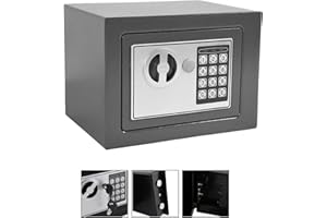 FEIDAK 4.6L Tresor Elektronik Zahlenschloss Mit Schlüssel Möbeltresor Klein Elektronischer Safe Schlüsseltresor Minisafe Wandtresor Minitresor Stahlsafe Wandsafe 23 x 17 x 17 cm