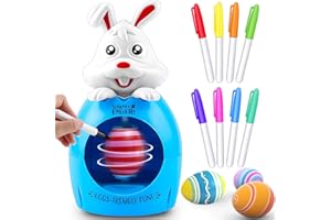 Naturas Autheric Eier Bemalen Maschine, Ostereier Malmaschine, Eierfarben Ostern Bemalen mit Spinner und 8 Farben Marker Stiftes, Eiermalmaschine Kit für Ostereierfarben DIY, Kinder Ostern Geschenk