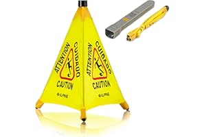 ALPINE INDUSTRIES Alpine Caution Wet Floor Sign - Pop Up Slippery When Wet Sign, Wall Mounted Foldable Bilingual Yellow Safety Warning Caution Cone For Commercial & Office Use (30 Inches)