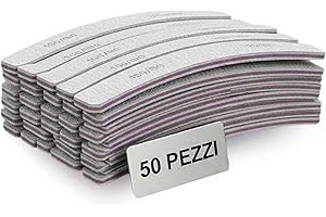 TEMPO DI SALDI Set 50 Lime per Unghie 100 180 Bilaterali a Doppia Grana, Lima per Unghie Professionale, Limetta Curva ideale per Nail Art e Set Manicure