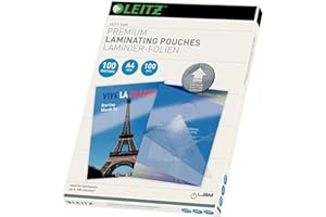 Leitz 74800000 Pochettes de plastification, Matériau Épais de 100 Microns (Transparent, Brillant, A4) - Pack de 100