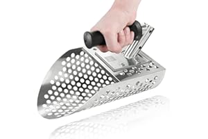 TRVL FIELDER Pelle à sable pour la détection de métaux, tamis de sable de plage, outils de détection de métaux en acier inoxydable, pelle à creuser, tamis rapide, chasse au trésor, accessoires de détecteur de