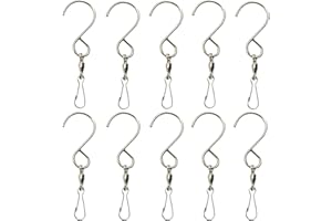 VANKRA 10 PCS Swivel Hooks Clips Staineless Steel 360°Clips Hangers for Hanging Wind Chimes Flower Plants Birdcage Party Decor
