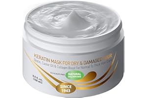 VITAMINS HAIR COSMETICS Vitamins Hair Mask Keratin Treatment - Biotin Castor and Coconut Oil Deep Conditioner for Thick Coarse Hair - Protein Repair Product for Coloured Dry Damaged Curly Wavy & Straight Locks