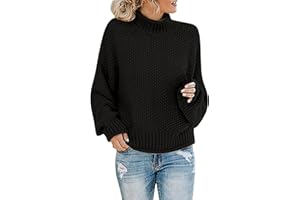 Iuyhau Womens Turtleneck Oversized Sweaters 2023 Fall Winter Warm Cozy Batwing Long Sleeve Pullover Plus Size Loose Thick Chunky Casual Vintage Knit Jumper Tops