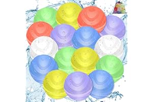 Kavjizy Reusable Water Balloons, 16 Pcs Quick Refillable Silicone Water Balloons with Storage Mesh Bag, Magnetic Water Balls, Silicone Water Bombs for Summer Outdoor Activities