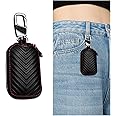 CGEAMDY Universal Car Key Case, Leather Car Key Smart Keychain Holder with Zipper and Metal Hook, Genuine Leather Cars Key Chains Wallet Men Women Pouch Case Holder, For Home Car Keys(Black)