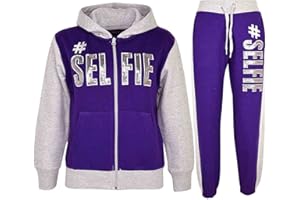 A2Z 4 Kids #SELFIE Tracksuit Sequin Embroidered Hoodie With Jogger Sweatpants Sports Casual Fashion Activewear Set Girls Boys Childrens Age 5-13 Years