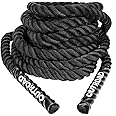 PanAme Heavy Battle Ropes 1.5 inch 30 ft- Polyester Workout Rope Full Body Workout Equipment for Crossfit Training, Home Gym or Fitness Exercise, Building Muscle, Black