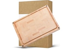 HEZHEN Grande Tablas De Cortar de Madera de Haya, Madera Bandeja para Servir De Grano Final, Doble Cara Tabla para Servir con Ranura Para Jugos