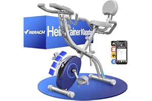 MERACH 4 en 1 Vélo D’Appartement Pliable, Velo d Appartement avec Moniteur LCD et Mesure du Pouls Manuel, Vélos de Fitness Magnétique Avec Coussin de Siège Confortable, Pour la Maison, Peu Encombrant