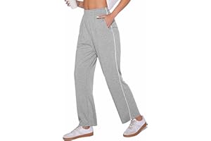 Jahetuul Pantalon Jogging Femme Pantalons de Sport en Coton Survetement Femme avec Poche Pantalon Taille Elastique Large Sportswear Femme Respirant pour Running Fitness S-XXL