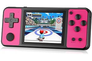 Aojiao 32 Bit Console de Jeux Portables pour Enfants avec 139 Jeux Vidéo Rétro, Console de Retrogaming avec Écran IPS 3.0" Batterie Rechargeable, Jouets de Voyage pour Garçons Filles 4-13 (Rose Rouge)
