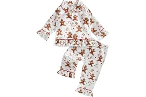 Dazzerake Ensemble de Pyjama Noël Bébé Fille Pyjama Noël 2 Pièces Déguisement Noël Imprimé à Manches Longues pour Enfant Fille 6 Mois-9 Ans